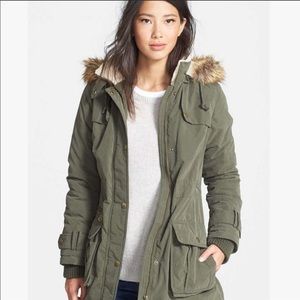 DKNY faux fur trim anorak jacket